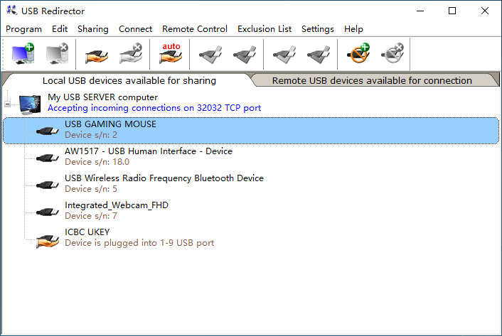 USB Redirector RDP Edition 界面截图